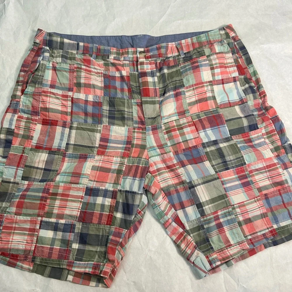 L.L.Bean Plaid Madras‎ Patchwork Shorts Favorite Fit Size 20 Preppy Casual